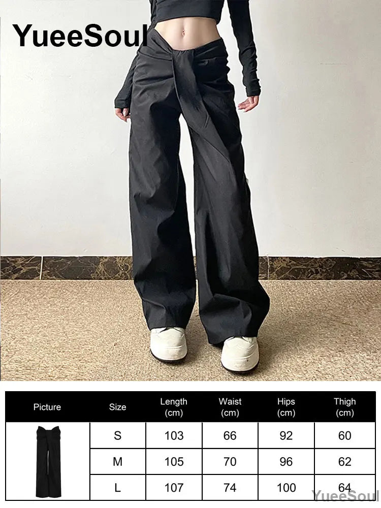 Gothic Emo Alt Women Pants Techwear Hippie Baggy Trousers Mom Goth Punk Black Cargo Pants Cyber Y2k Pants Academic Dark Clothes