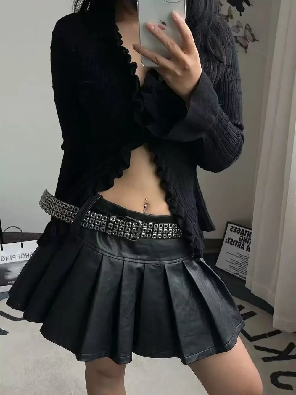 Women Belt  Fashion Square Beads, Willow Nails, Three Exhaust Eyes, Punk Street Cool, Personalized Men's and Women's Belts