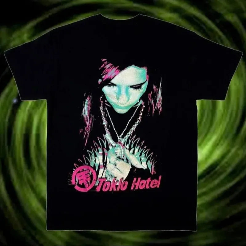 Emo Girls 2000s Aesthetic Summer T-Shirt Tops Streetwear Gothic Harajuku Graphic Print T-Shirts Retro Tops 2000s