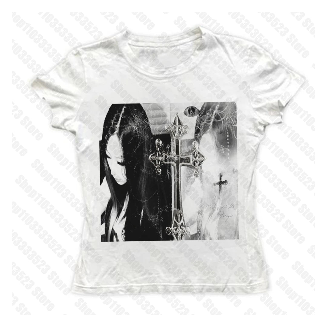 Sexy Corset Punk Grunge Camisole Top Aesthetic Streetwear Women's Print Crop Top Y2k Clothes Emo Girl Sleeveless Tank Top emo