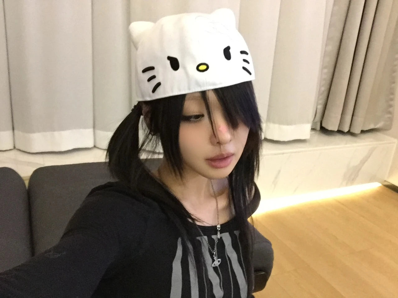 Karrcat Grunge Aesthetics Letter Print Crop Top Trashy Y2k Style Long Sleeve T-shirt Gothic Black Irregular Tops Vintage Punk