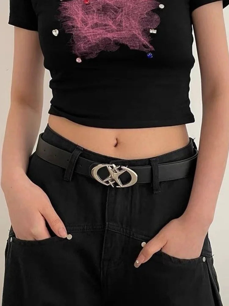 Men's Belt Punk Star Buckle Belt Design Cross Metal Vintage Gothic Men Women Y2K Belt Pu Leather Belt Pants Jeans Neutral Belts