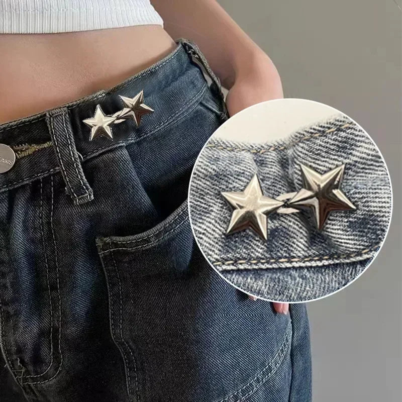 Mental Star Belt Adjustable Seamless Invisible Waistband Buckle Jeans Waist Tightening Tool Fashion Luxury Decoration Accessory