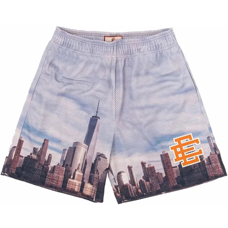 2025 New Summer EE Eric Emanuel  Basic Mesh Short Classic Floral Printed Gym Shorts Men's Gym Basketball Sports Beach Shorts