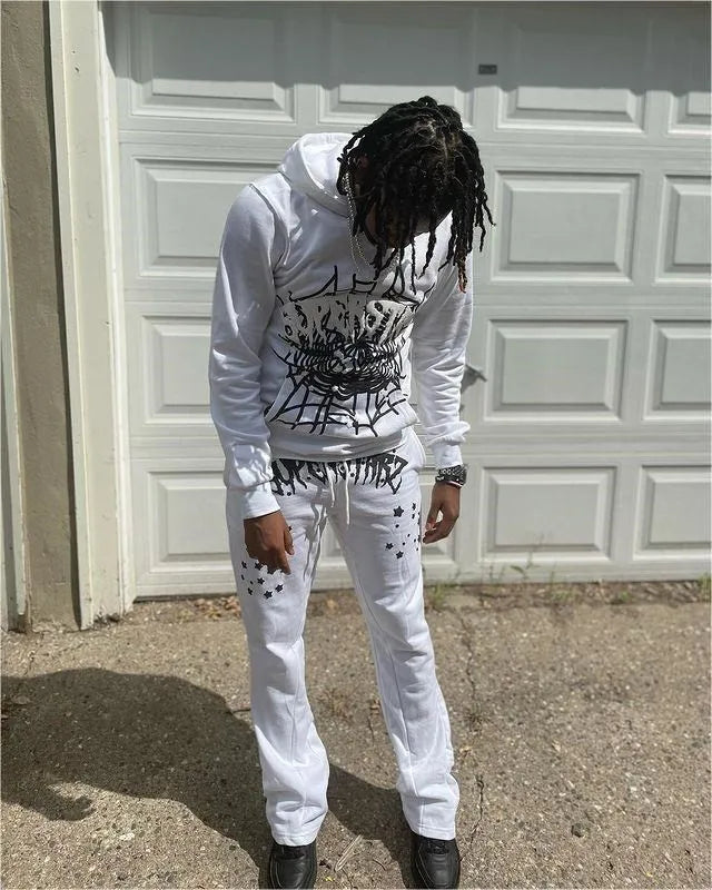 Streetwear Y2K Hoodies Men Harajuku Hip Hop Graphic Printing Loose Sweatshirts Women 2024 Punk Rock Gothic Clothes Tops Pants