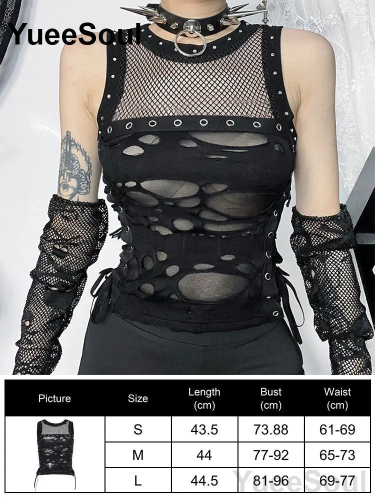 Gothic Lace Mesh Crop Tops Black Sexy Spaghetti Strap Corset Tops Goth Punk Grunge Fairy Core Halloween Y2K Aesthetic Clothes