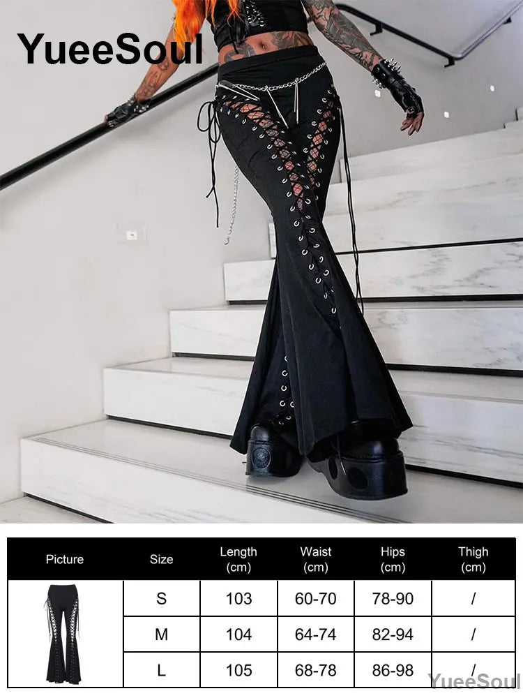 Gothic Emo Alt Women Pants Techwear Hippie Baggy Trousers Mom Goth Punk Black Cargo Pants Cyber Y2k Pants Academic Dark Clothes