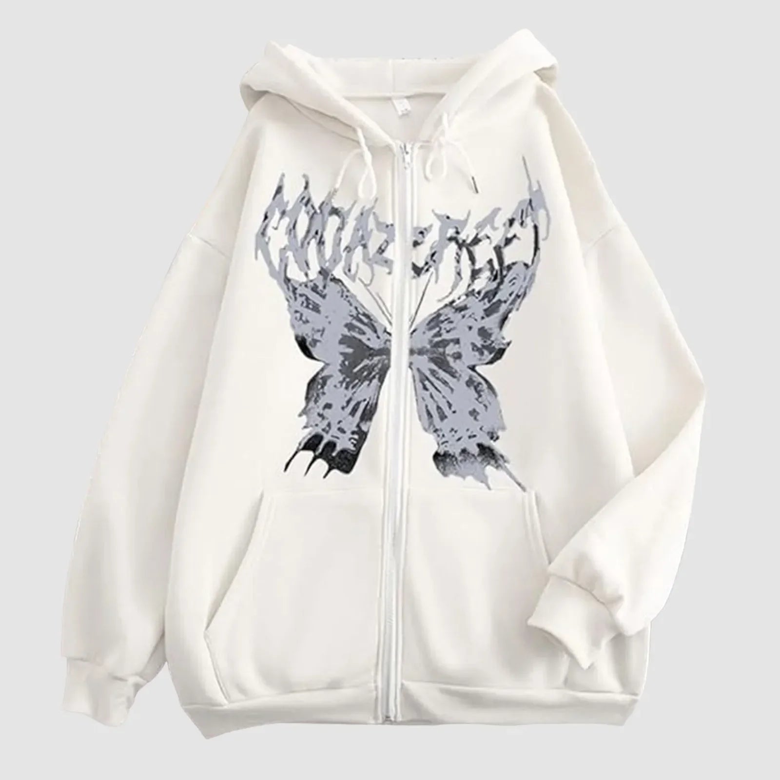Hoodie jacket men's fun skull butterfly zipper hoodie loose and comfortable sports shirt long sleeved top