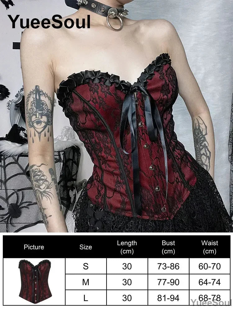 Gothic Lace Mesh Crop Tops Black Sexy Spaghetti Strap Corset Tops Goth Punk Grunge Fairy Core Halloween Y2K Aesthetic Clothes