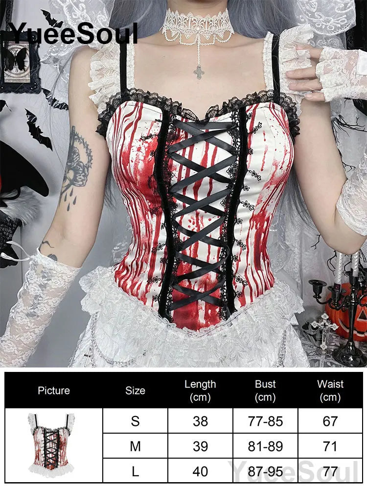 Gothic Lace Mesh Crop Tops Black Sexy Spaghetti Strap Corset Tops Goth Punk Grunge Fairy Core Halloween Y2K Aesthetic Clothes