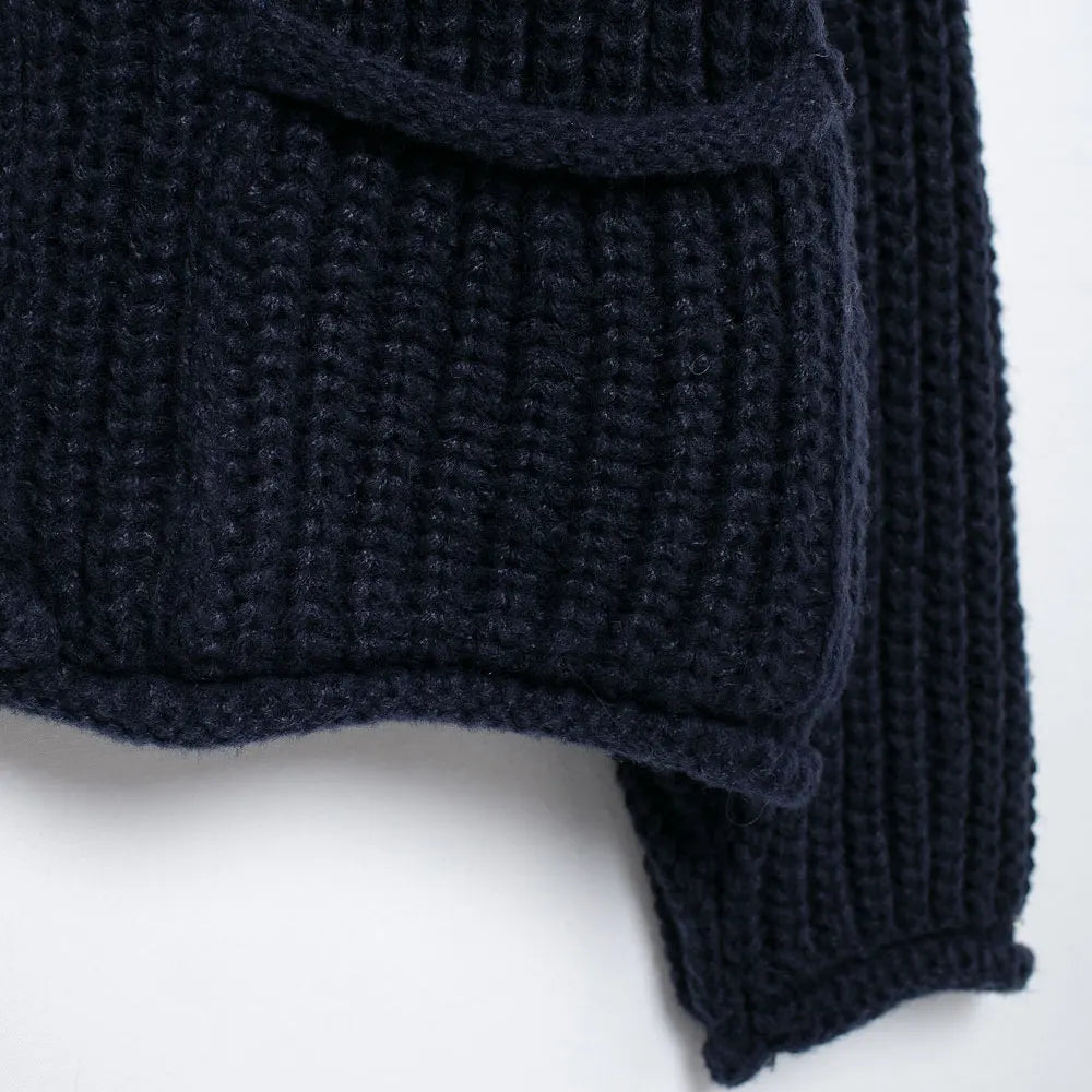 Women's Long Sleeve Knit Cardigan Sweater, Gold Buttons, Front Patch Pockets, O Neck, Female Outerwear, Chic Tops, Fashion