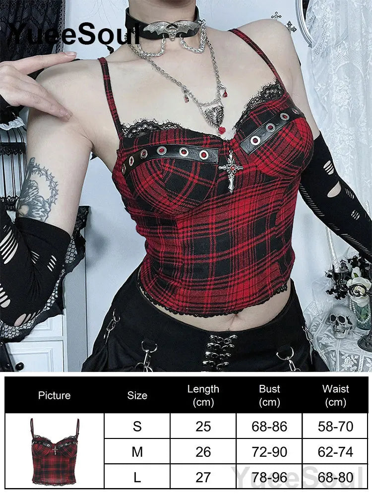 Gothic Lace Mesh Crop Tops Black Sexy Spaghetti Strap Corset Tops Goth Punk Grunge Fairy Core Halloween Y2K Aesthetic Clothes