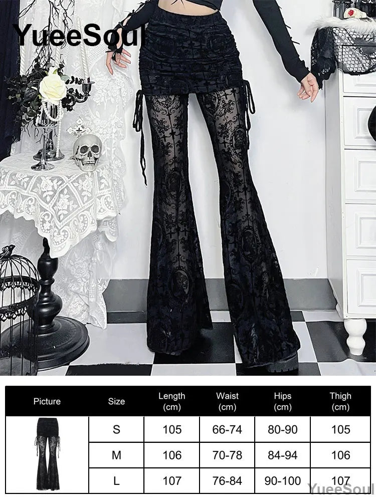 Gothic Emo Alt Women Pants Techwear Hippie Baggy Trousers Mom Goth Punk Black Cargo Pants Cyber Y2k Pants Academic Dark Clothes