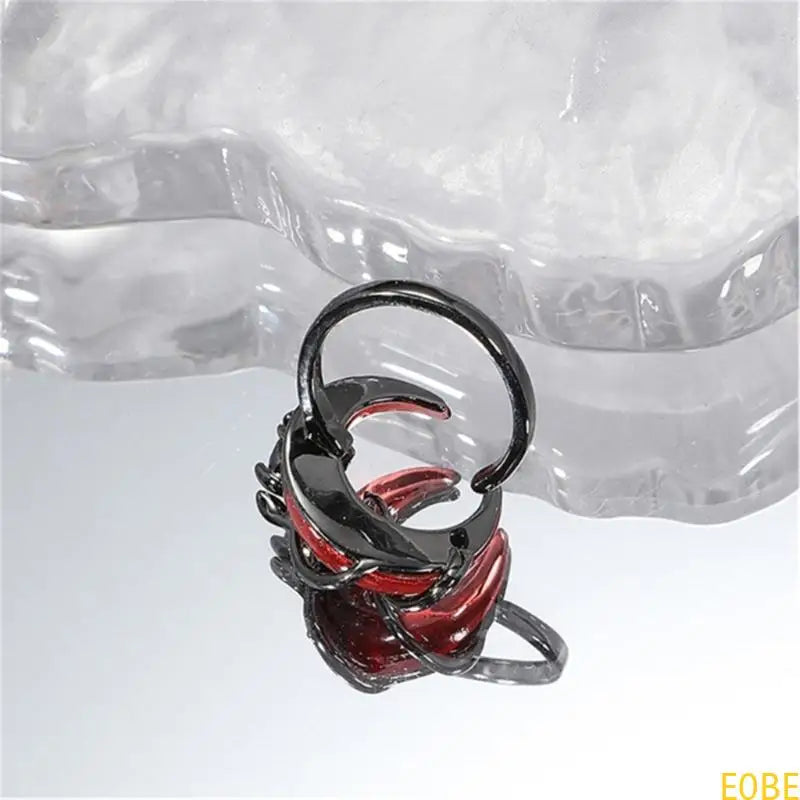 E0BE Adjustable Red and Rose Ring Open Finger Ring Statement Jewelry for Party Wear Trendy Women's Accessories