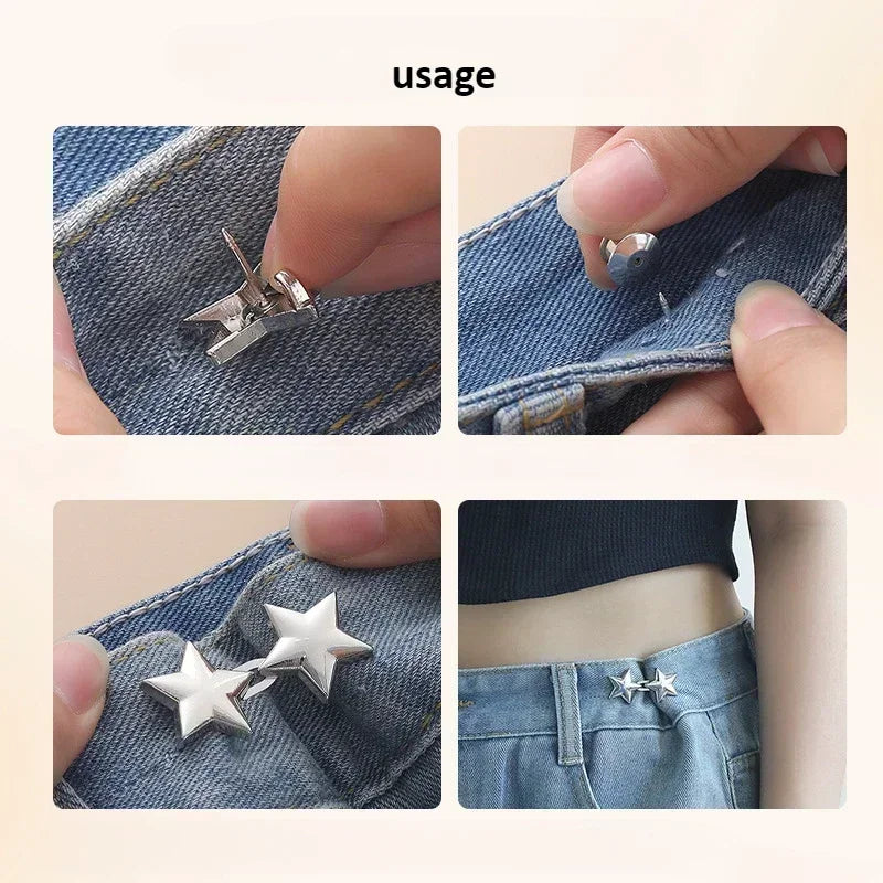 Mental Star Belt Adjustable Seamless Invisible Waistband Buckle Jeans Waist Tightening Tool Fashion Luxury Decoration Accessory