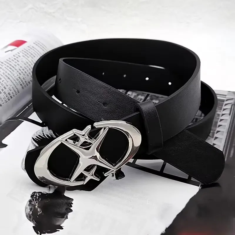 Men's Belt Punk Star Buckle Belt Design Cross Metal Vintage Gothic Men Women Y2K Belt Pu Leather Belt Pants Jeans Neutral Belts