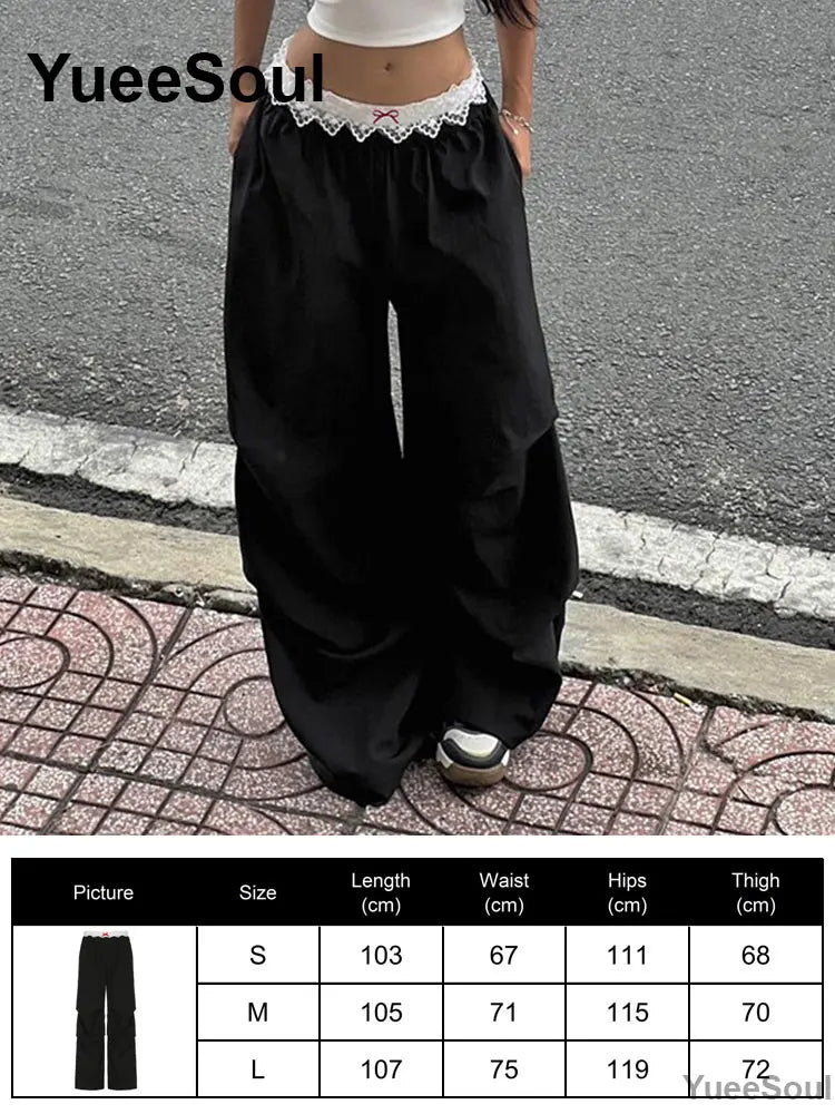 Gothic Emo Alt Women Pants Techwear Hippie Baggy Trousers Mom Goth Punk Black Cargo Pants Cyber Y2k Pants Academic Dark Clothes